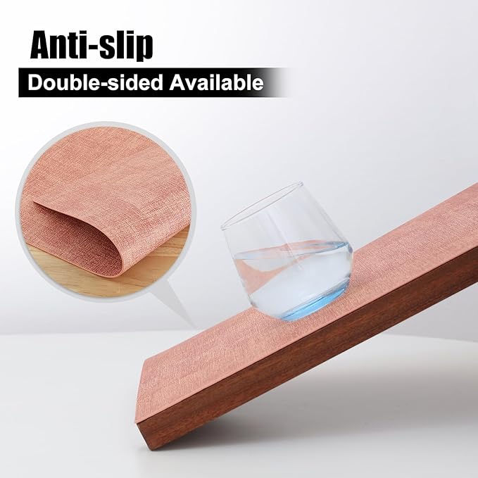 Homaxy Faux Leather Heat Resistant Placemats for Dining Table Set of 4, Waterproof Wipeable Washable PU Table Mats, Easy to Clean Anti-Slip Place Mats, 11.8" x 17", Pink