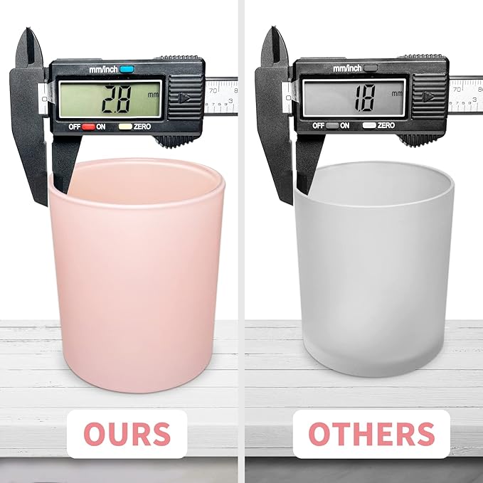 15 Pack Candle Glass Jars- 7oz Grayish Pink Empty Candle Jars with Bamboo Lids and Sticky Labels, Bulk Candle Jars for Making Candles Containers - Dishwasher Safe