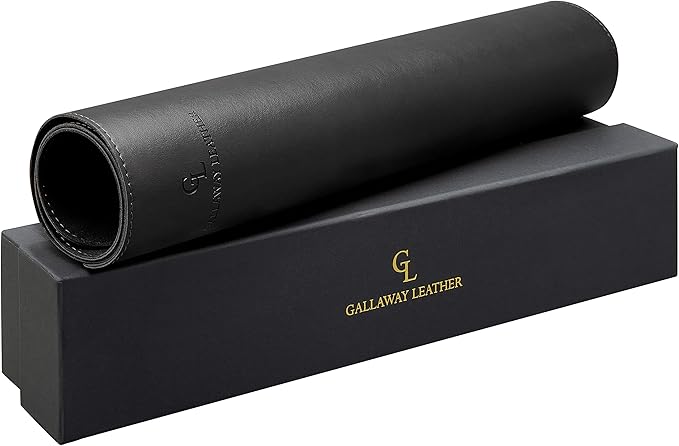 Gallaway Leather Desk Mat,Desk Writing Pad - Office Desk Pad, Medium 24" x 14" Black, Desk Mats on Top of Desks, Gift Ready Elegant Computer Desk Mat Desk Cover Desk Pad Protector PU Leather