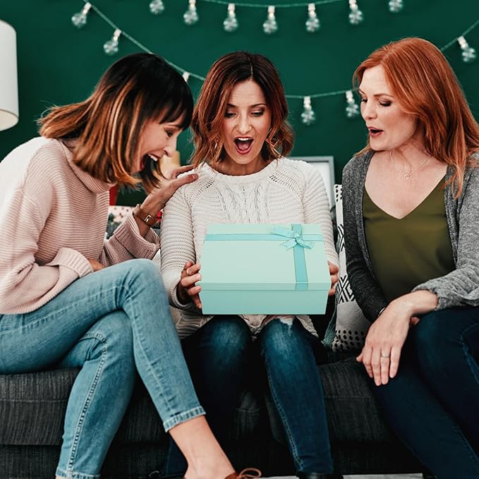 Nsmykhg Luxury Gift Box With Lid & Ribbon, 5 Pack 11.4x8.7x4.1 - Elegant Wedding & Birthday Packaging, Perfect For Shoes, Clothing & Bridal Gifts (Blue)