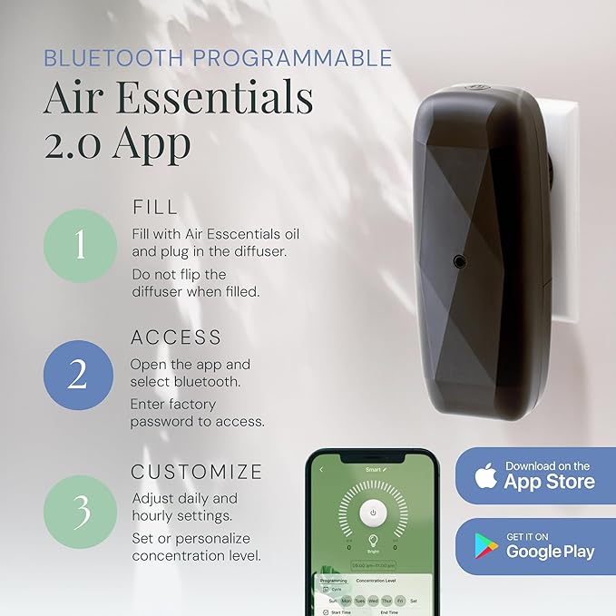 Air Esscentials The Diamond Gift Set, Smart Scent Air Machine for Home with Refreshing Herbal & Citrus Aromas, Waterless Fragrance Oil Diffuser, White Tea & Thyme, Green Tea Lemongrass, Black