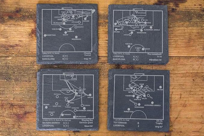 Champion Liverpool 2019 Plays: Slate Coasters (Set of 4) | Best Gift Idea for Sports Lovers | Liverpool Historic Moments Gifts