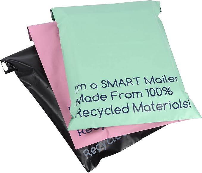 300 Count, 10x13 inch 100% Recycled Poly Mailers Eco Friendly Packaging Envelopes Supplies Mailing Bags 2.5 Mil Thick - SMART Mailer