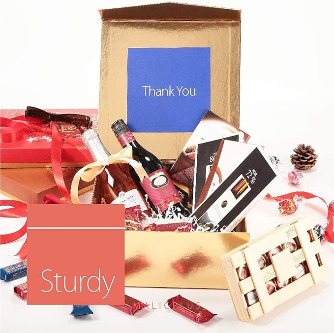 2 Extra Large Gift Boxes, 11.3x11.3x4.8 Inches, Gold Gift Boxes with Lids, Bridesmaids Proposal Boxes, Magnetic Closure