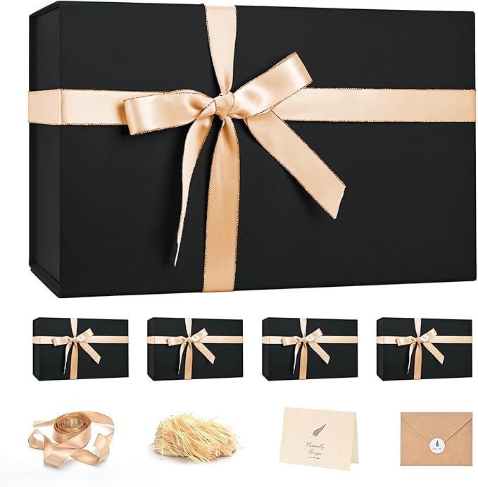 LIFELUM Large Gift Box 14"x8.5"x4.5" Christmas Gift Boxes with Lids for Presents for Anniversary Wedding Proposal Birthday Gift boxes with Shredded Filler Card Ribbon