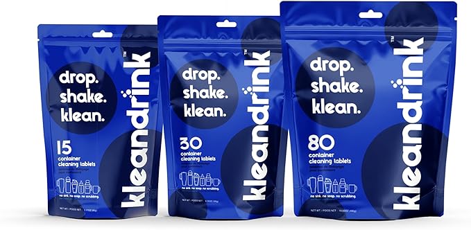 30 Cleaning Tablets – NSF Certified Safe, Eco-Friendly, Clean Stainless Steel, Tumbler, Insulated, Plastic and Reusable Water Bottles, Protein Shaker – Remove Odors and Stains, No Scrubbing