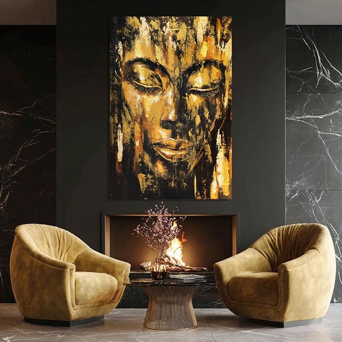 ZENPEE Black Large Wall Art, Gold Abstract Wall Art, Home Decorations for Living Room, Wall Decor for Bedroom Aesthetic, for Office, 24" x 36"