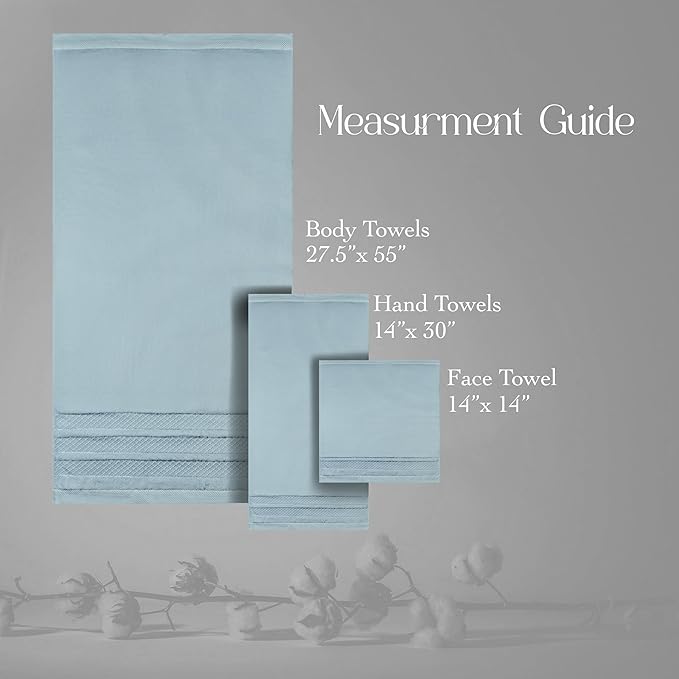 Premium Towel Set: Super absorbent, quick-drying, soft, plush. Features hanging loop, fade-resistant, eco & skin-friendly dyes. Luxury dobby design for bath or spa. (Blue, Bath Towel Set of 4)