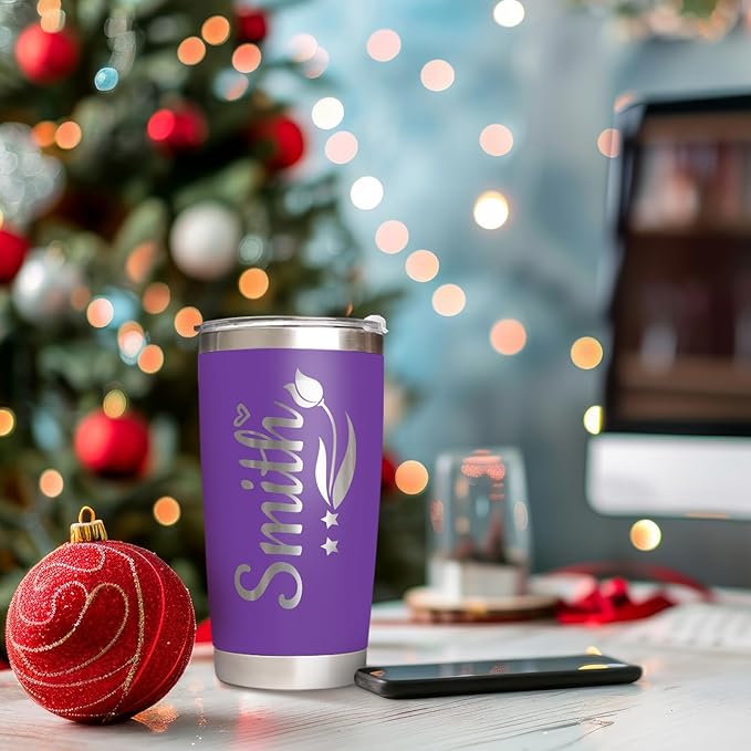 Personalized Tumbler with Pictures Text Name, Custom Double Wall Insulated Tumbler, 20oz Coffee cups with lid and straw, Personalized Christma Birthday Gifts for Women Men (made in USA)