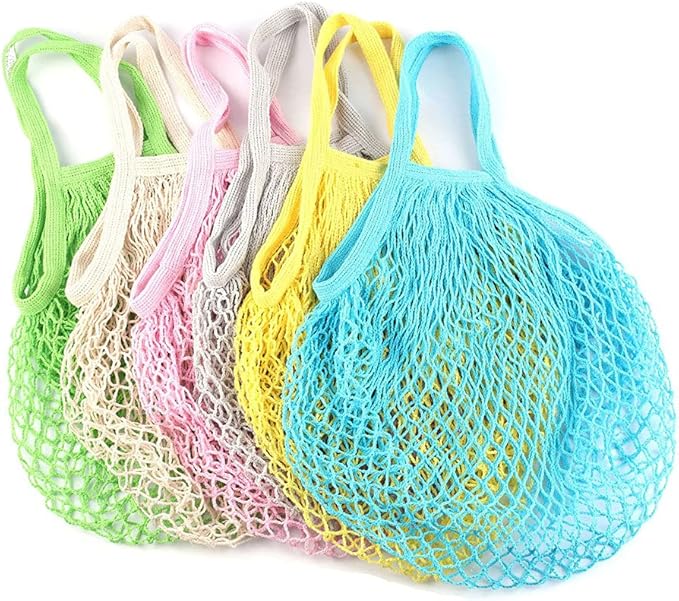 Portable Cotton Shopping Mesh Bag Ecology Reusable Short Handle Grocery Bags Short Handle Grocery Bags