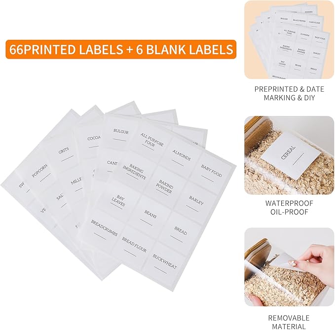 Glass Food Storage Containers with Lids, 50 Oz High Borosilicate Glass Jars for Coffee Bean, Candy, Cookie, Flour, Square