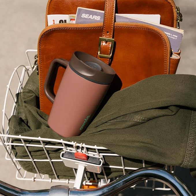 Owala SmoothSip Slider Stainless Steel Insulated Travel Mug with handle, 100% Leak Proof, For Hot and Cold Drinks, Travel Friendly with Sliding Lock Lid, 12oz, BPA Free, Leak Proof, Cozy Cocoa