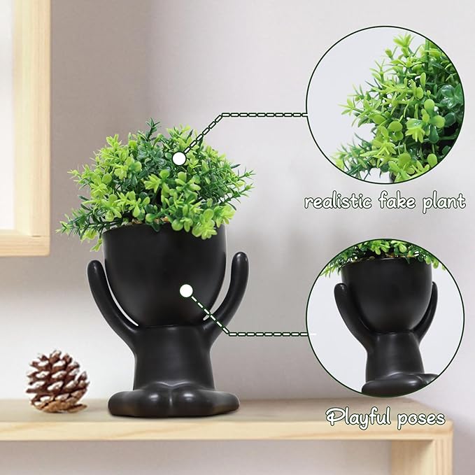 Zerzsy Fake Succulent, Mini Succulents Plants Desk Plant for Office Decor for Women, Cute Fake Plants Bathroom Decor - Set of 1