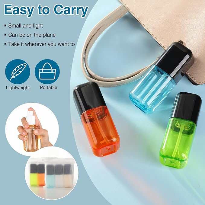 Travel Spray Bottle 3 Pack 2.7oz/80ml Portable Plastic Small Spray Bottles Refillable Mini Spray Bottle Empty Fine Mist Spray Bottles for Makeup Removers, Perfume, Essential Oils Toners Rose Waters