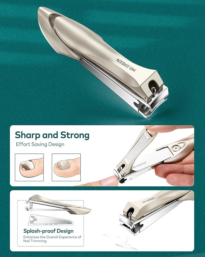 MR.GREEN 8-in-1 Manicure & Pedicure Set – Professional German Stainless Steel Nail Clippers Grooming Kit with Splash-Proof Nail Clipper & Leather Travel Case (Chestnut Brown)