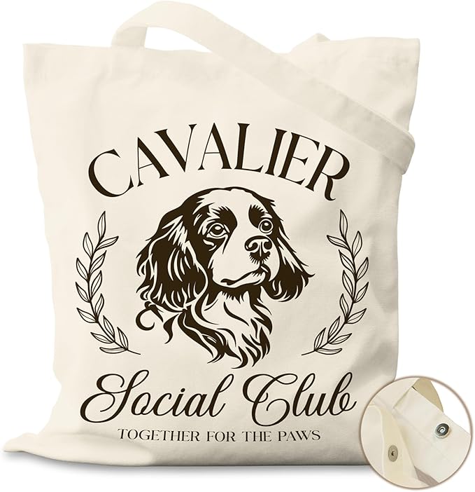 Dog Social Club Canvas Tote Bag, Travel & Daily Use, 16x14 Inch
