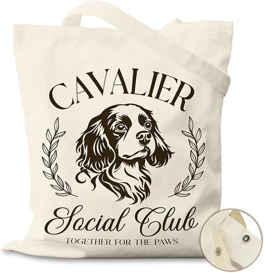 Dog Social Club Canvas Tote Bag, Travel & Daily Use, 16x14 Inch