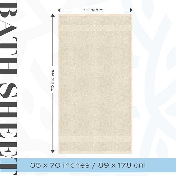 White Classic Luxury Soft Ivory Bath Sheet Towels - 650 GSM Cotton Luxury Bath Towels Extra Large 35x70 | Highly Absorbent and Quick Dry | Hotel Collection Extra Large Bath Towels Oversized, 2 Pack