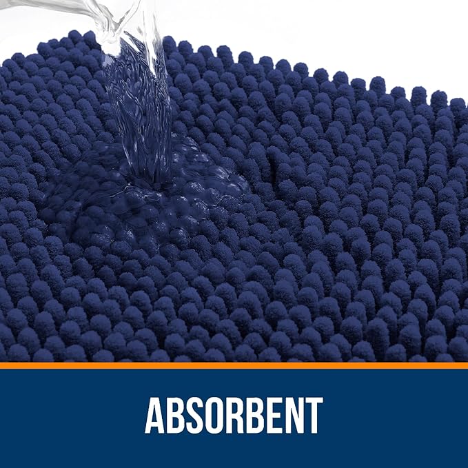 OLANLY Bathroom Rugs 30x20, Extra Soft Absorbent Chenille Bath Rugs, Rubber Backing Quick Dry, Machine Washable Bath Mats for Bathroom Floor, Tub and Shower, Home Decor Accessories, Twilight Sapphire