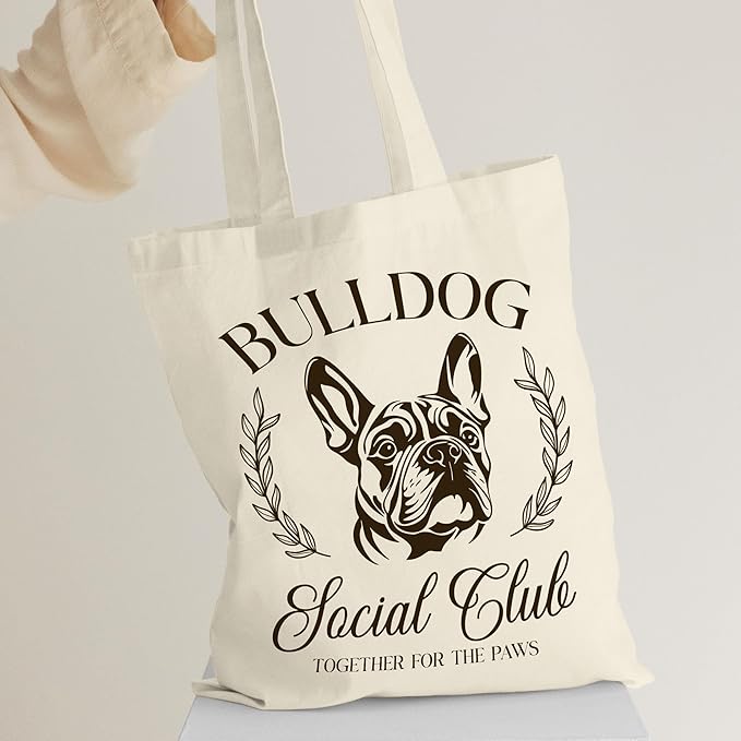 Dog Social Club Canvas Tote Bag, Travel & Daily Use, 16x14 Inch