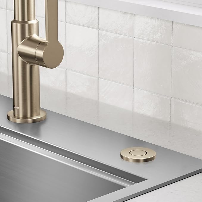 KRAUS Flat-Top Garbage Disposal Air Switch Button in Spot-Free Antique Champagne Bronze, KWDB-20SFACB