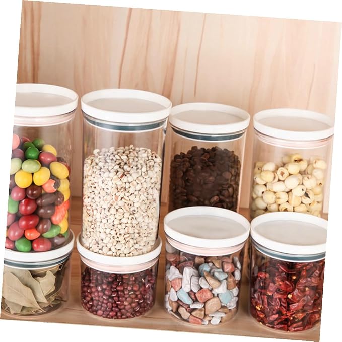 4pcs Plastic Sealed Canisters with Airtight Lids for Kitchen Food Storage Transparent Containers for Coarse Cereals Grains and Snacks Pantry Organizers