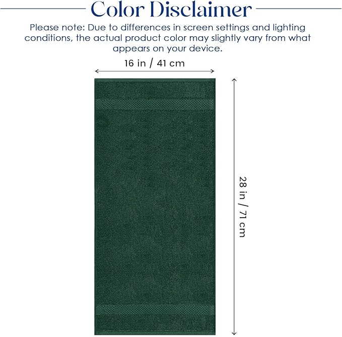 DAN RIVER 6-Pack Premium Hand Towels (16x28 Inches) - 100% Cotton, Ultra Soft, Lightweight, Highly Absorbent Towels for Bathroom, Spa, Gym, Salon, Hotel, and Travel - 550 GSM, Hunter Green