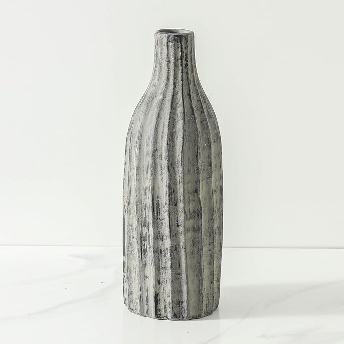 Natural Branch Design Ceramic Vase:Decorative Flower Vase for Modern Home Decor,Handmade Pottery Vase for Home Decor,Living Room,Kitchen,Office,Bedroom,CenterpieceTable Decorations-15 inch Grey Color