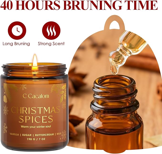 4Pack/28oz Christmas Soy Candles Gift Set Non-Toxic Aromatherapy Scented Holiday Candles for Chritmas Gifts Home Decor, Luxury Vinilla/Apple/Eucalyptus/Rose Jar Candle, Winter Candle Set for Women Men