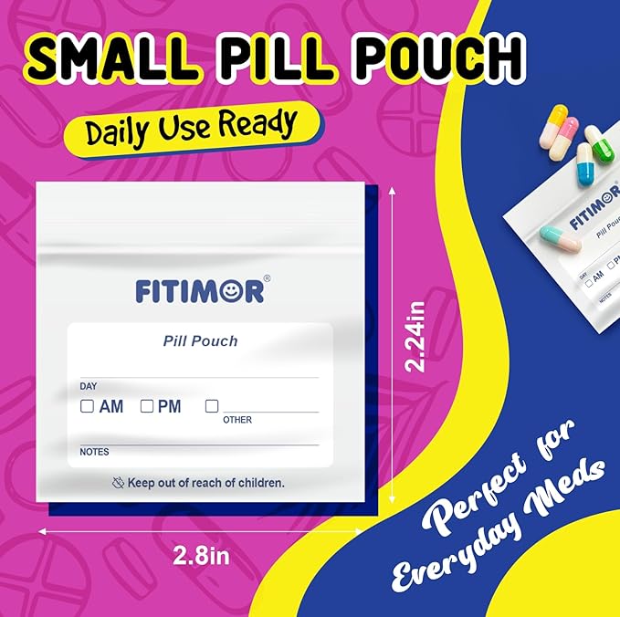 600 Pack Pill Bags for Travel, Travel Pill Organizer and Medication Bag, Pill Pouches and Vitamin Organizer, Small Zip Lock Bags for Pills, Reusable Baggies for Vitamins Holder with Write