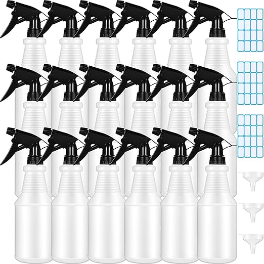 Yinder 18 Pcs 16 Oz Plastic Spray Bottle Bulk Empty Refillable Spray Bottles for Cleaning Solution Leak Proof Water Sprayer with Adjustable Nozzle Mist/Stream Mode(Black)