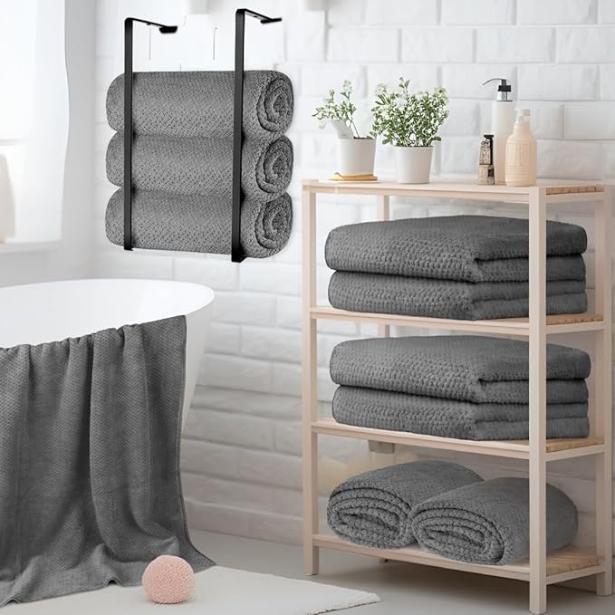 HOMEXCEL 6 Pack Bath Towel Set, (24 x 48 Inches) Microfiber Ultra Soft Highly Absorbent Bath Towels, Lightweight and Quick Drying Towels for Hotel, Bathroom, Spa and Beauty Parlor, Grey