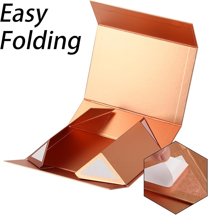 Rose Gold Gift Box,19x16x6 Large Gift Boxes With Lids For Presents Includes Ribbon And Diy Printable Sticker Paper,Bridesmaid Proposal Box,Magnetic Gift Box For Birthday,Wedding,Graduation