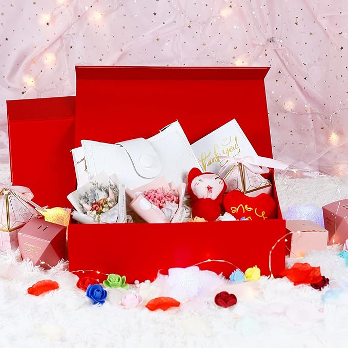 Luxury Large Gift Box 13.8"x9"x4.3" Storage Box Ribbon Magnetic Closure for Luxury Packaging Box for Mother's Day, Birthdays, Bridal Gifts,Weddings