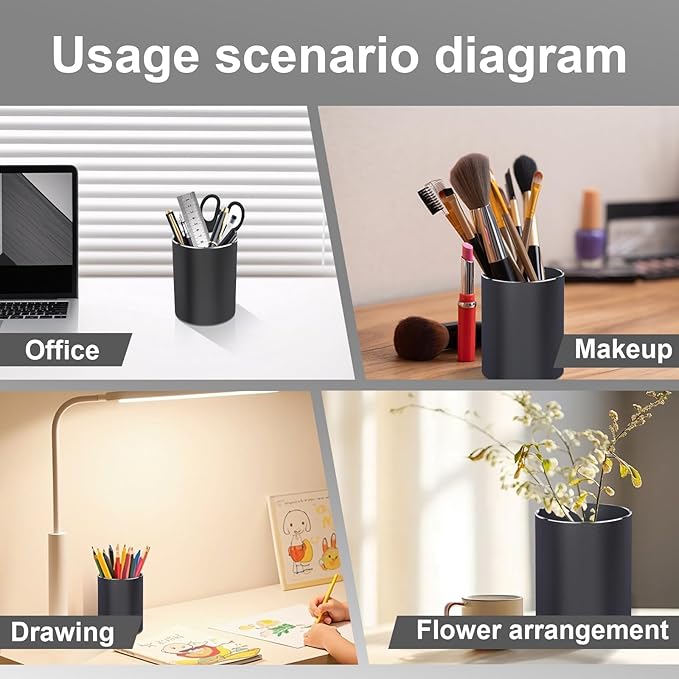 Metal Pen Holder Aluminum Pencil Holder Desktop Organizer Black for Office, School, Home 3.15 x 3.15 x 3.94 Inches-Black