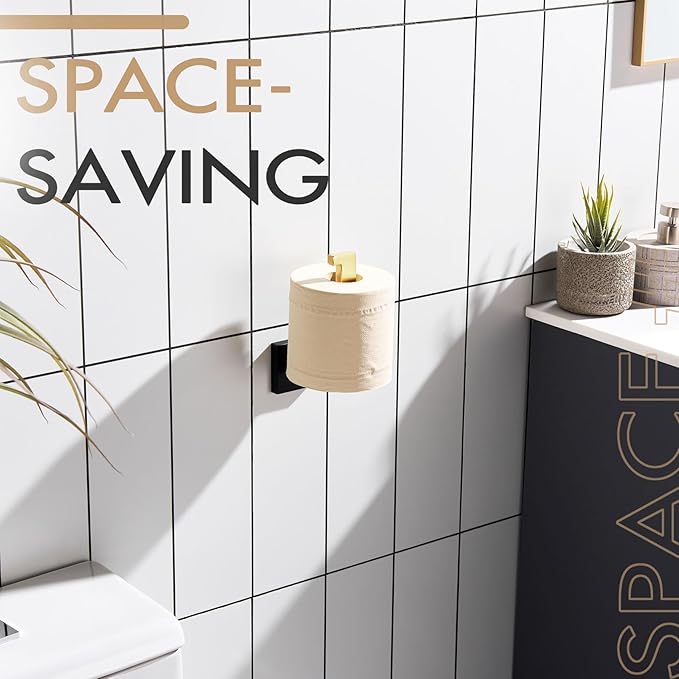 KOKOSIRI Toilet Paper Holders Wall Mounted Toilet Roll Holder for Bathrooms Hardware Washroom T-304 Stainless Steel, Matte Black and Gold B2003GDK