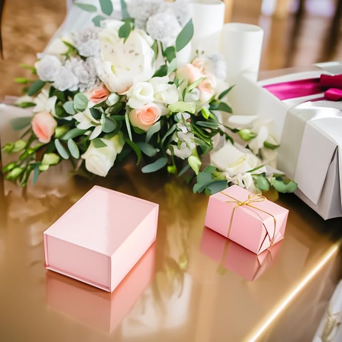 Stockroom Plus Jewelry Gift Box Set - 6-Pack, 9.5 x 7 x 4 In, Pink Magnetic Lids - Bulk Boxes for Bridesmaid Proposals, Wedding & Birthday Surprises