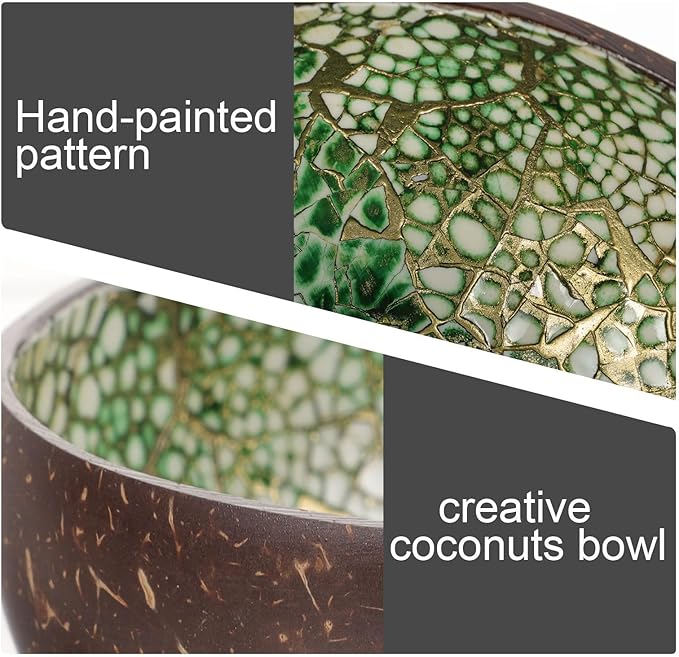 2pcs Natural Coconut Shell Bowls Smooth Decorative Salad Snack Dessert Bowls Multipurpose Food Containers Chic Eco-friendly Home Decor Idea
