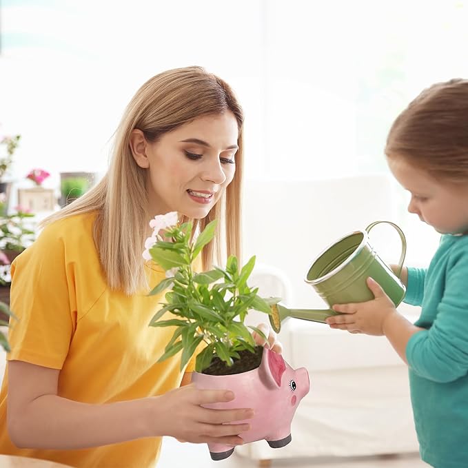 Pig Planter Pot - Boar Utensil Holder Party Accessories - Flower Succulent Plant Pot - Indoor Outdoor Garden Backyard Patio Pig Theme Ceramic