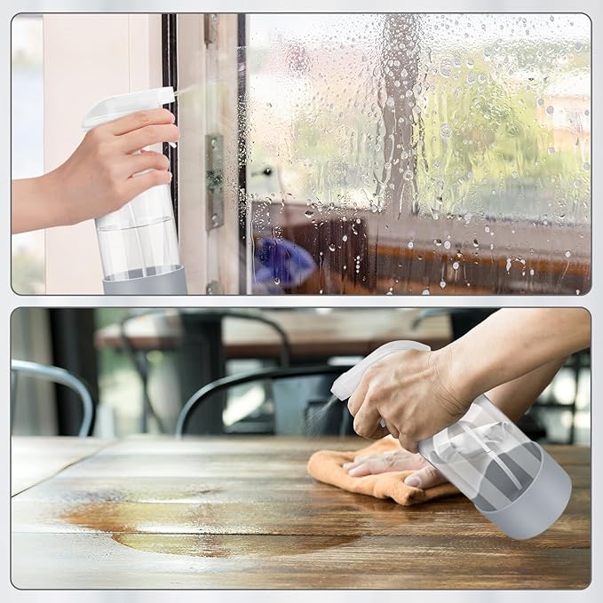 Glass Spray Bottles with Silicone Sleeve Protection, Empty 16 oz Refillable Containers, Reusable Spray Bottles with Adjustable Nozzle for Hair, Cleaning Solutions, Essential Oils 1 Pack Grey