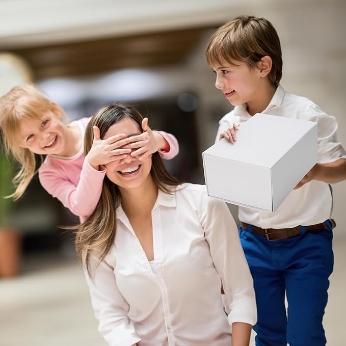 Ditwis 4 Pack 9x6x4 Inches Gift Boxes with Magnetic Closure Lids, White Magnetic Box for Wedding, Groomsmen Bridesmaid Proposal, Birthdays, Mother's Day