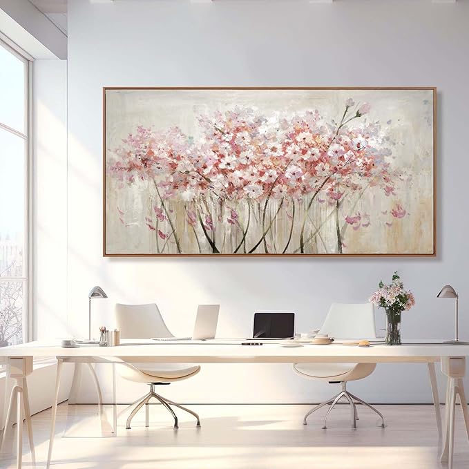Pink Wall Art Floral Wall Decor Nature Large Pictures Flowers Arts Framed Canvas Artwork for Office Hotel 36"x70"