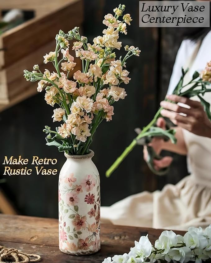 Vintage Ceramic Small Vase, Farmhouse Rustic Décor, Home Decorative Vase for Your Kitchen, Bedroom, Office, Living Room, Bathroom& Shelf Centerpiece Table Decorations (Retro Creative Style M)