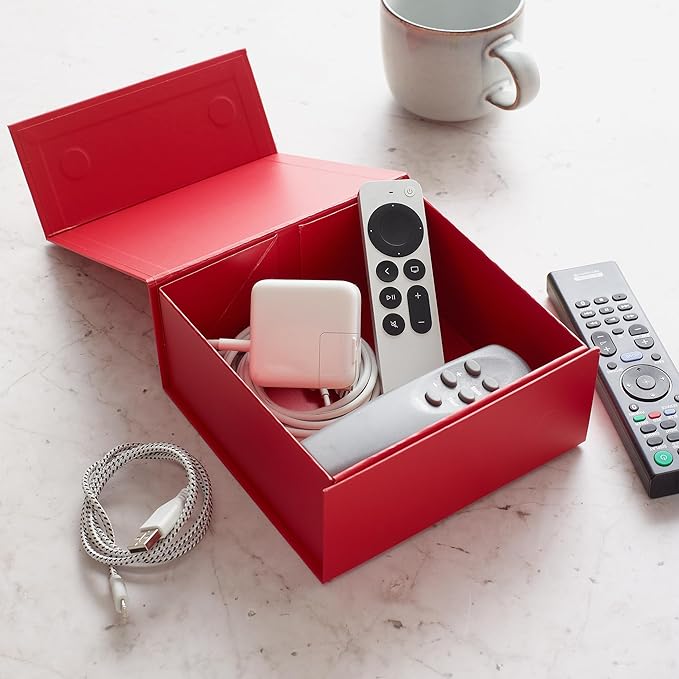 CECOBOX - Gift Boxes with Lids for Presents 6"x6"x2.75" - Matte, Collapsible Magnetic Closure Gift Box - Groomsmen & Bridesmaid Proposal Boxes, Wedding, PR, Birthdays, Holidays - Red