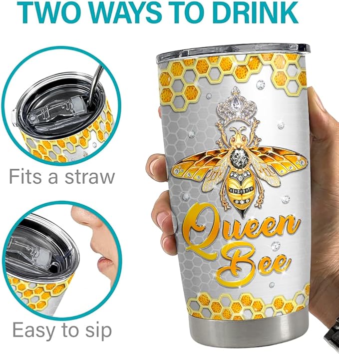 SANDJEST Bee Tumbler 20oz Jewelry Drawings Stainless Steel Insulated Tumblers Gifts for Women Girls Coffee Travel Mug Cup Gift for Birthday Christmas