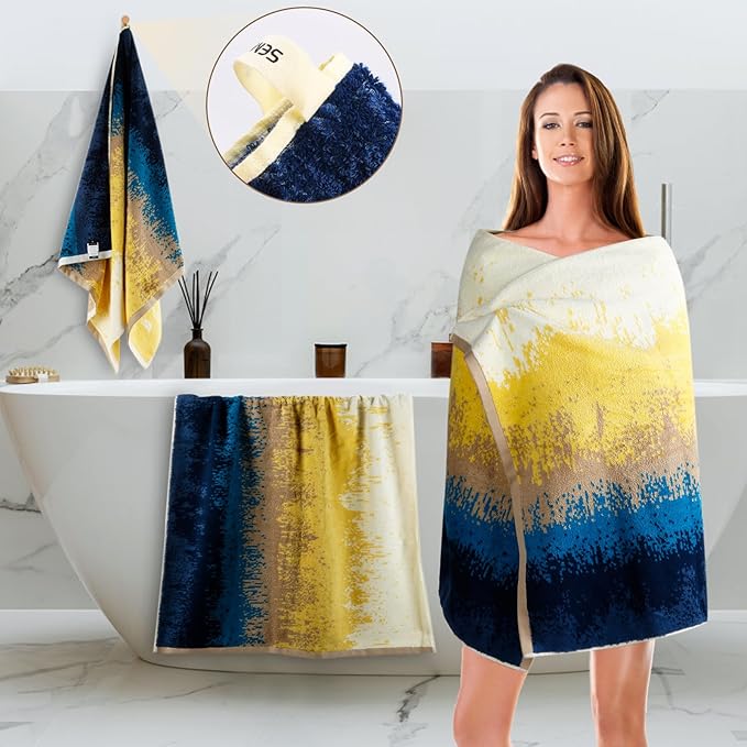 SEMAXE Luxury Bath Towel for Bathroom, 100% Cotton Towel with Hanging Loop and Smart Tag, Soft & Absorbent, Gift Box Packaging,1 Pc Bath Towel, 55" L x 27" W