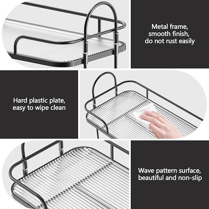 FOLLOWIN 2 Tier Bathroom Counter Organizers and Storage,Make Up Organizers for Counter,Skincare Cosmetic Vanity Perfume Organizers,Makeup Shelf,Elegant Black