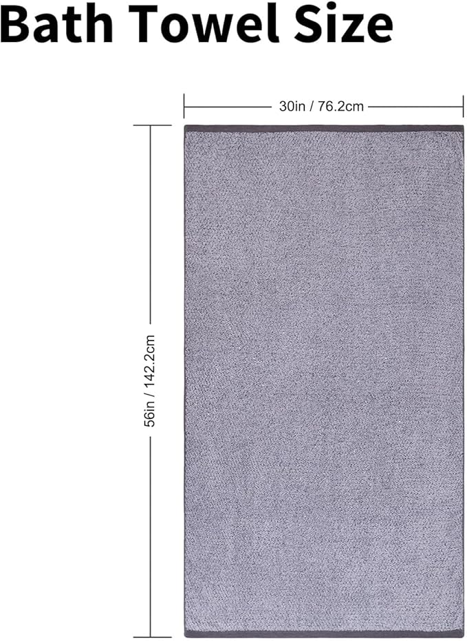 Everplush Diamond Collection Oversized Bath Towel – 1 Pieces, Super Soft & Highly Absorbent, Quick-Drying, Extra Large & Thick. Perfect for Bathroom, Pool, Swimming Use (Grey, 30" x 56" 1PK)