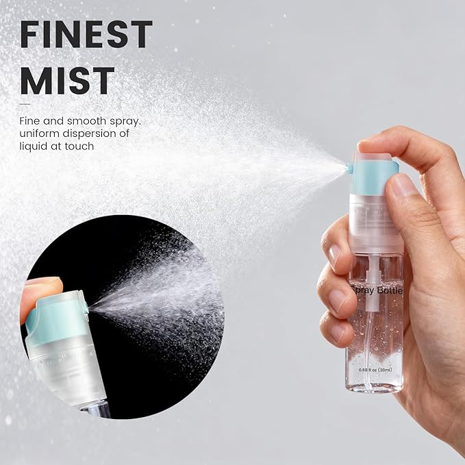 4 Pack Refillable Spray Bottle, Reversible Small Empty Spray Bottle with Fine Mist, Leak Proof - for Cleaning Solutions, Mosquito prevention, Face & Hair Mist - 4pk 0.68 OZ / 20 ML