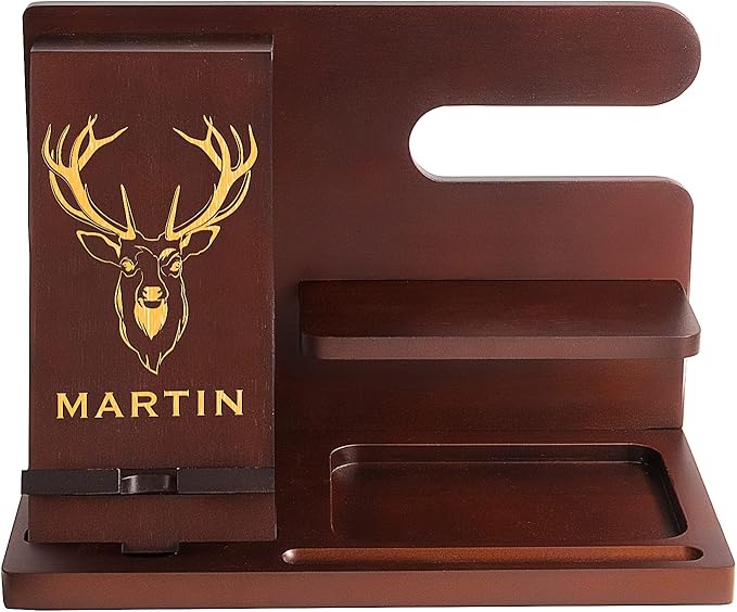 Personalized Gifts Wood Phone Docking Station Nightstand Organizer - Multiple Style Options - Gadgets For Men Husband Boyfriend Dad Son Grandpa Groomsmen - Birthday Anniversary Fathers Day Christmas